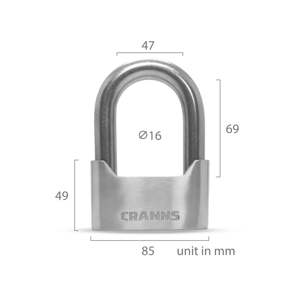 CRANNS PN70 <16mm Harden Steel Shackle> 304 Stainless Steel, N-core Disc Detainer Keys <VP6, RB6, Zero6>, Ultra Strong Disc Lock Antivol Moto Bloque Disque