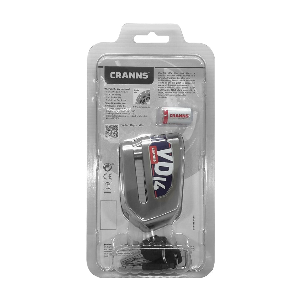 Cranns VD14 Motorcycle Disc Lock Alarm SRA packaging
