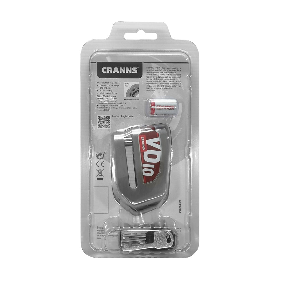 Cranns VD10 Motorcycle Disc Lock Alarm SRA packaging