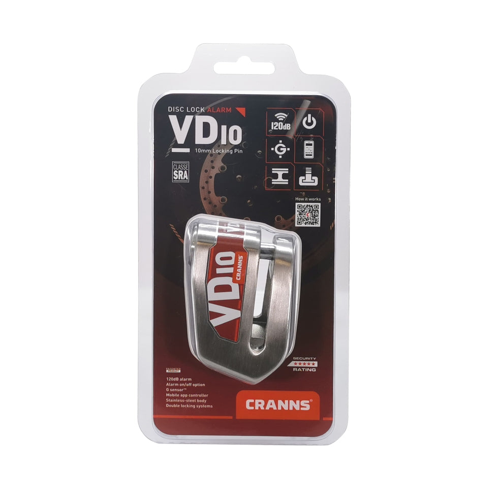 Cranns VD10 Motorcycle Disc Lock Alarm SRA Packaging