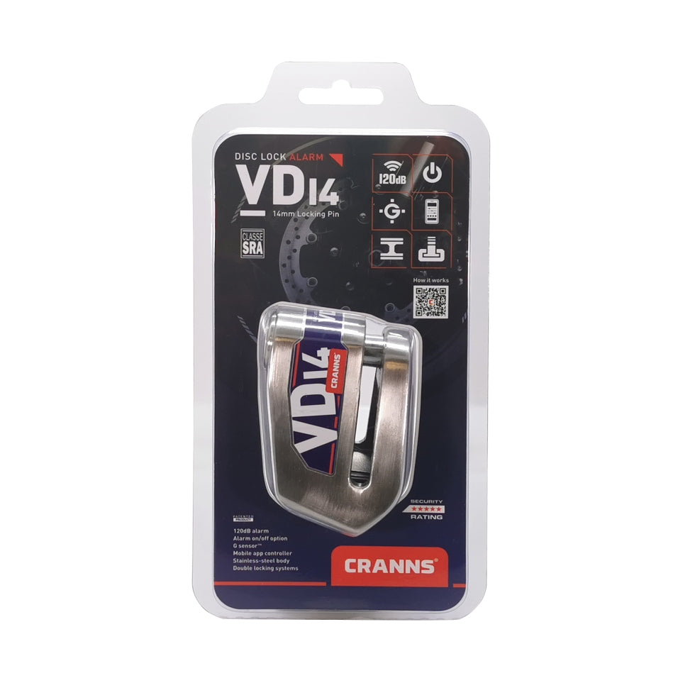 Cranns VD14 Motorcycle Disc Lock Alarm SRA packaging