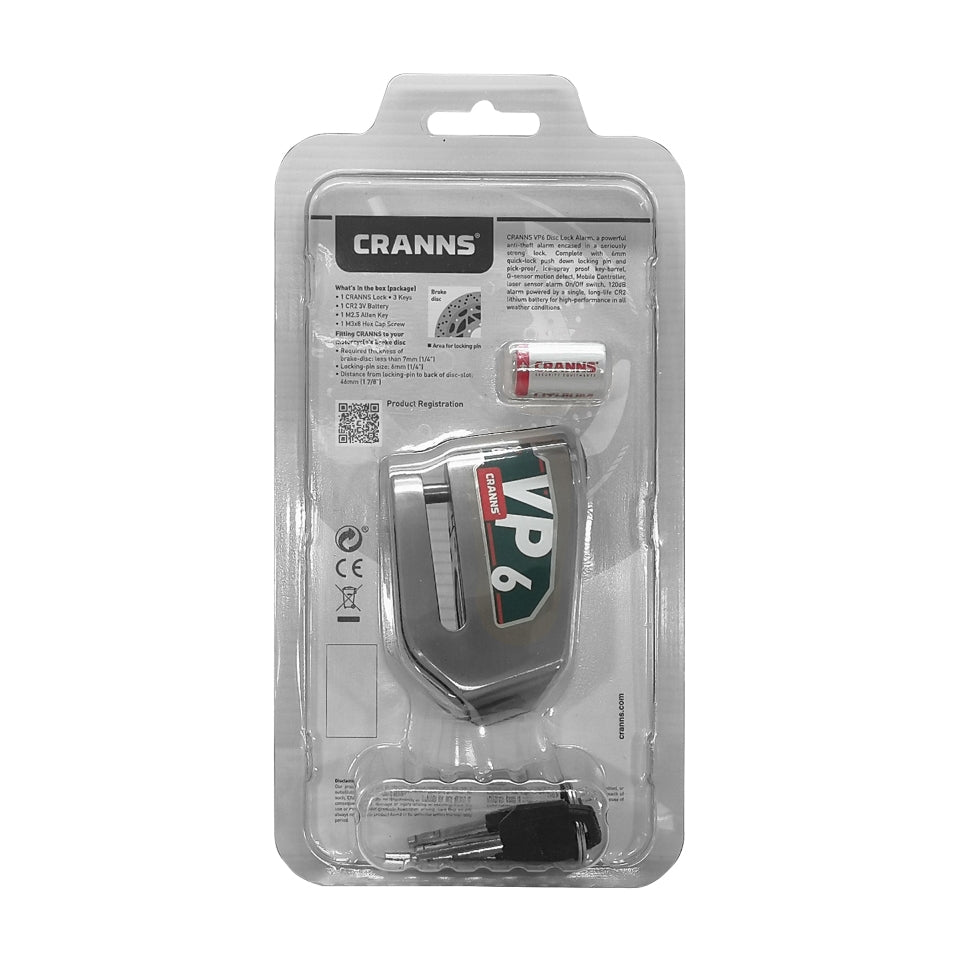 Cranns VP6 Motorcycle Disc Lock Alarm packaging