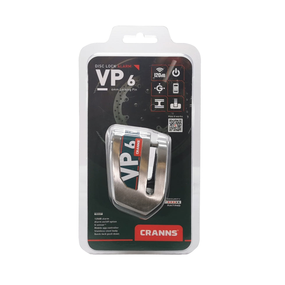 Cranns VP6 Motorcycle Disc Lock Alarm Packaging